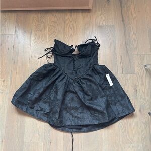 For Love and Lemons Black Corset Dress with Floral Pattern